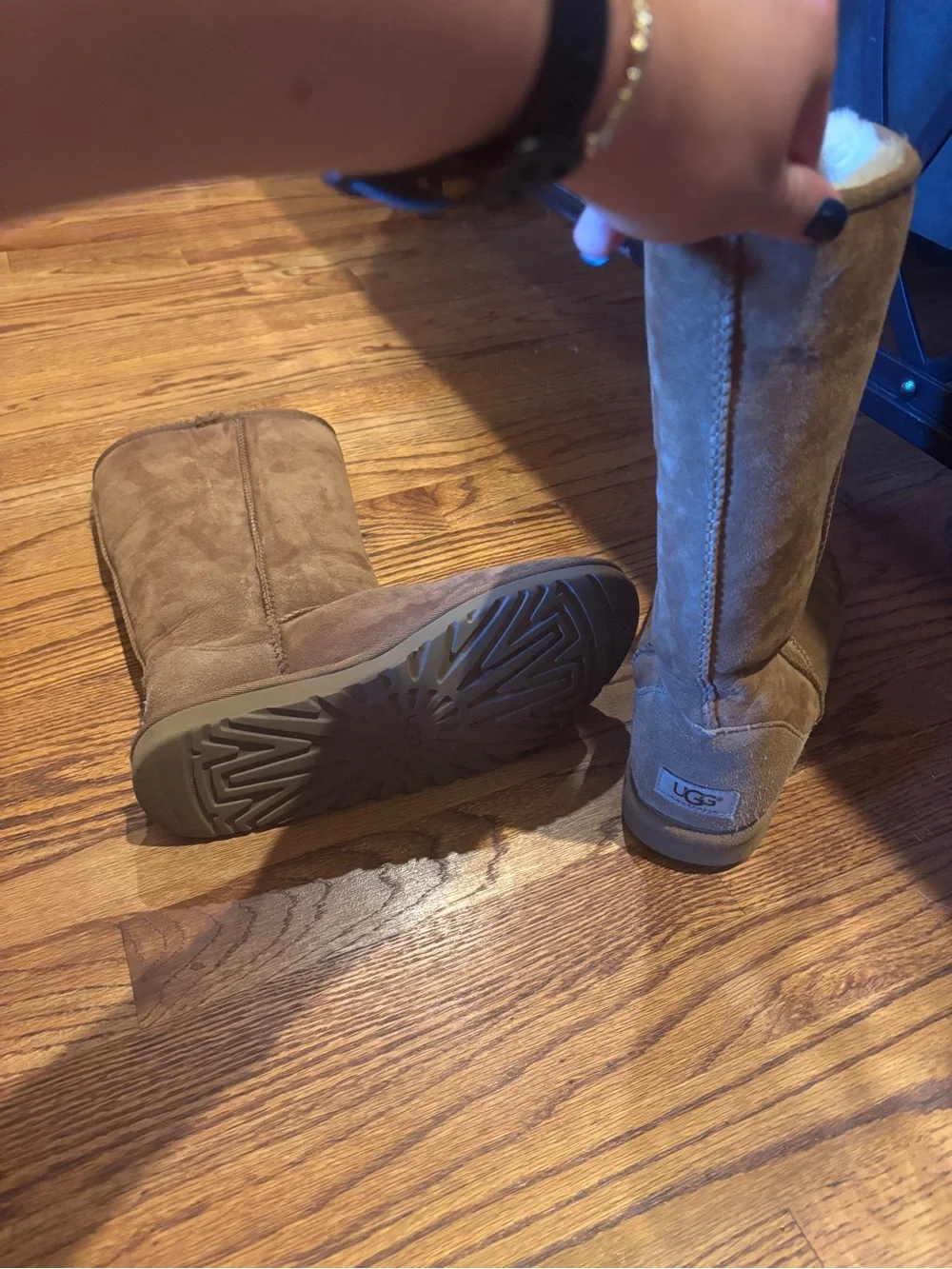 UGG Chestnut Tall Shearling-Lined Suede Boots